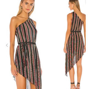 House of Harlow 1960 X Revolve Dress Women Small Black One shoulder asymmetrical